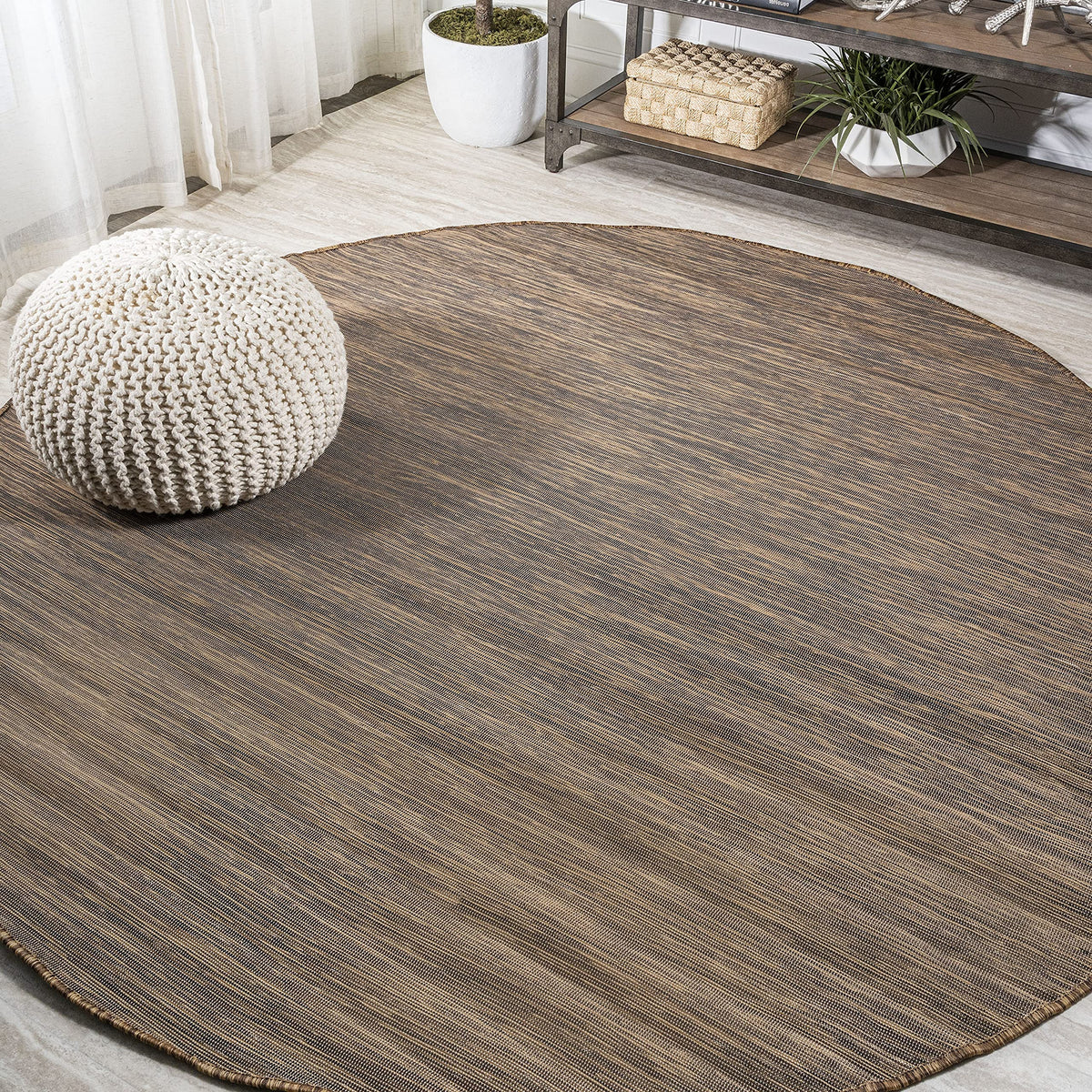 Jonathan Y Tsn100D-6R Ethan Modern Flatweave Solid Gray Area Rug Casual, Contemporary, Solid Living Room, Backyard, 6' Round, Br