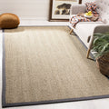 SAFAVIEH Natural Fiber Collection Area Rug - 5 x 8, Natural & Dark Grey, Border Herringbone Seagrass Design, Easy Care, Ideal 