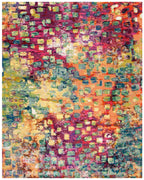 Safavieh Madison Collection Area Rug - 8' X 10', Fuchsia & Gold, Boho Abstract Distressed Design, Non-Shedding & Easy Care, Idea