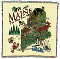 Pure Country Weavers State Of Maine Lap Square Blanket - Gift Tapestry Blanket Throw Woven From Cotton - Made In The Usa (54X54)