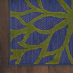 Nourison Aloha Indoor/Outdoor Modern Navy Multicolor 2' X 6' Area Rug, Easy Cleaning, Non Shedding, Bed Room, Living Room, Dining Room, Backyard, Deck, Patio (2X6)