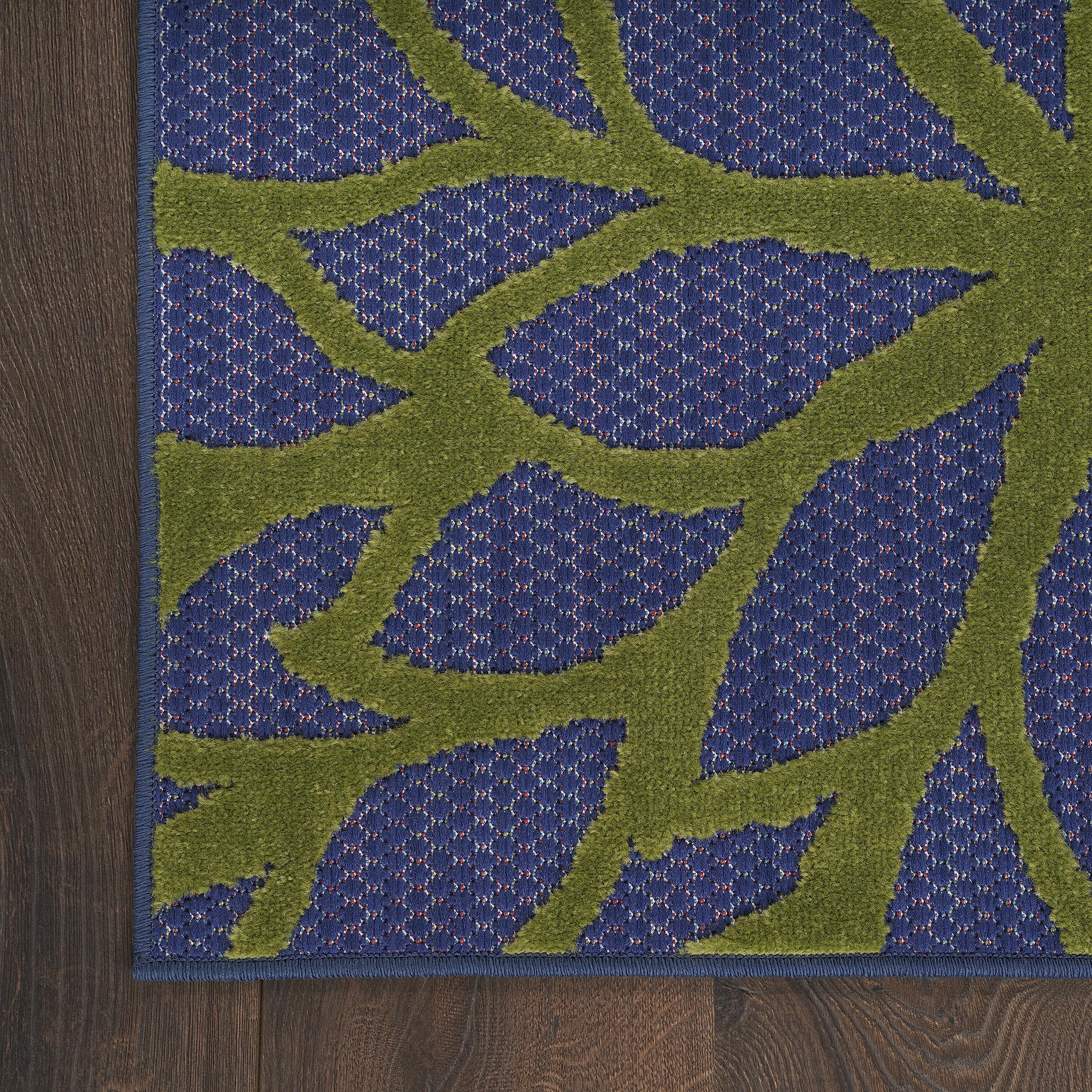 Nourison Aloha Indoor/Outdoor Modern Navy Multicolor 2' X 6' Area Rug, Easy Cleaning, Non Shedding, Bed Room, Living Room, Dining Room, Backyard, Deck, Patio (2X6)