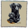 Pure Country Weavers Labrador Retriever With Puppy Black Lab Lap Square Blanket By Robert May - Sporting Group - Gift For Dog Lo