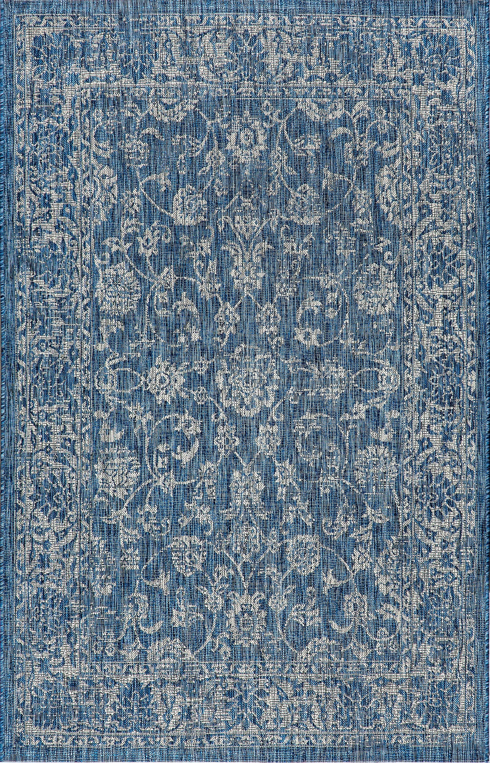 Jonathan Y Smb100B-8 Tela Bohemian Textured Weave Floral Indoor/Outdoor Navy/Gray 8 Ft. X 10 Ft. Area-Rug, Coastal,Easy-Cleaning,Hightraffic,Livingroom,Backyard, Non Shedding