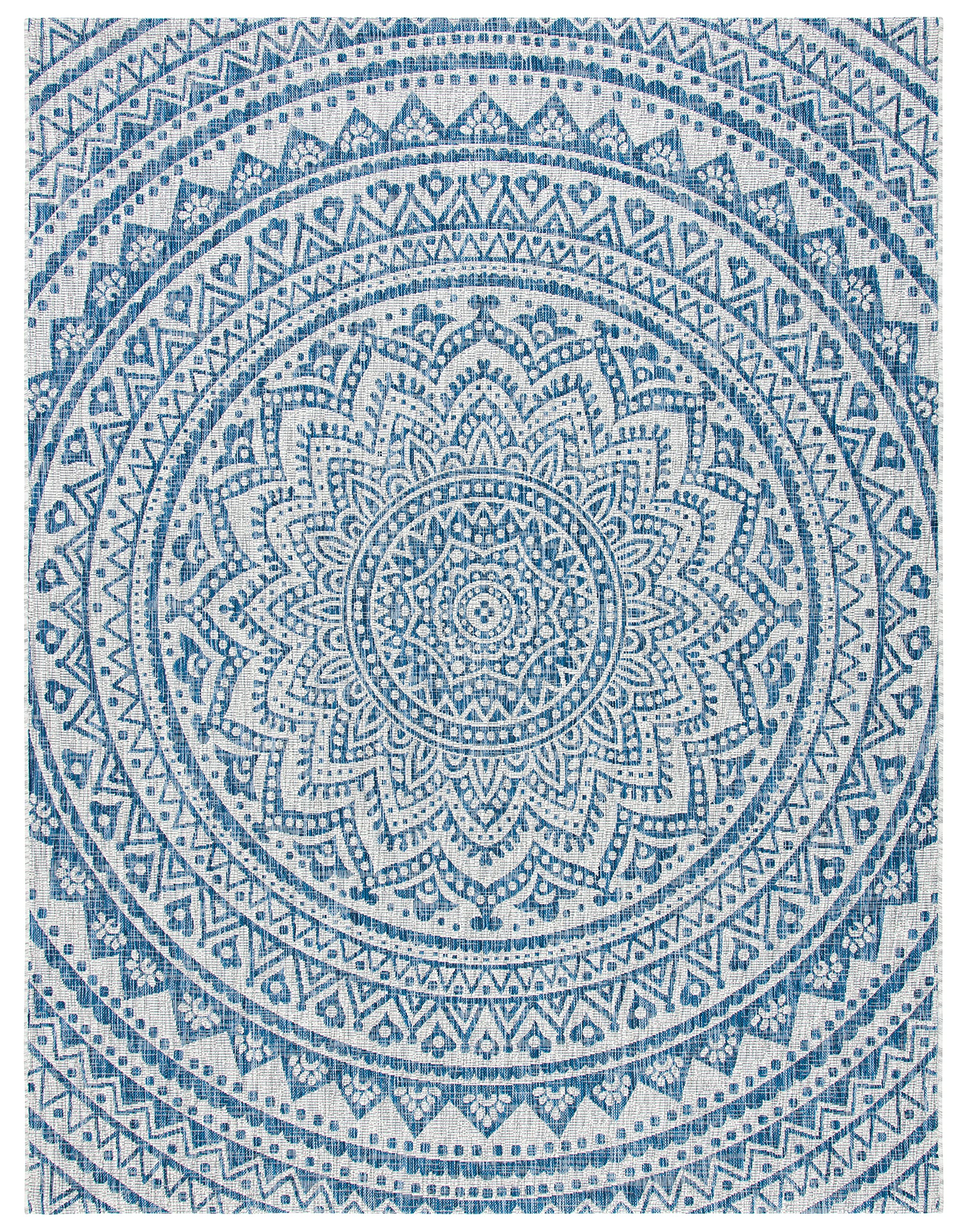 Safavieh Courtyard Collection 9' X 12' Light Grey/Blue Cy8734 Indoor/ Outdoor Waterproof Easy Cleaning Patio Backyard Mudroom Area Rug