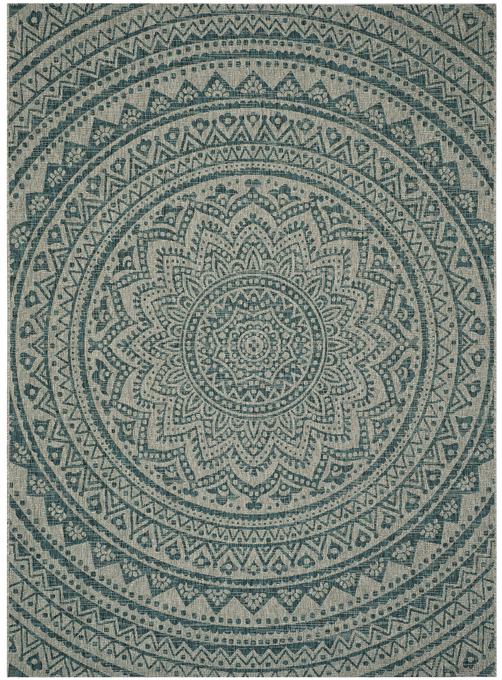 Safavieh Courtyard Collection 2' X 3'7' Light Grey / Teal Cy8734 Indoor/ Outdoor Waterproof Easy Cleaning Patio Backyard Mudroom Accent Rug