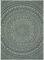 Safavieh Courtyard Collection 2' X 3'7' Light Grey / Teal Cy8734 Indoor/ Outdoor Waterproof Easy Cleaning Patio Backyard Mudroom Accent Rug