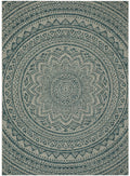 Safavieh Courtyard Collection 5'3' X 7'7' Light Grey / Teal Cy8734 Indoor/ Outdoor Waterproof Easy Cleaning Patio Backyard Mud