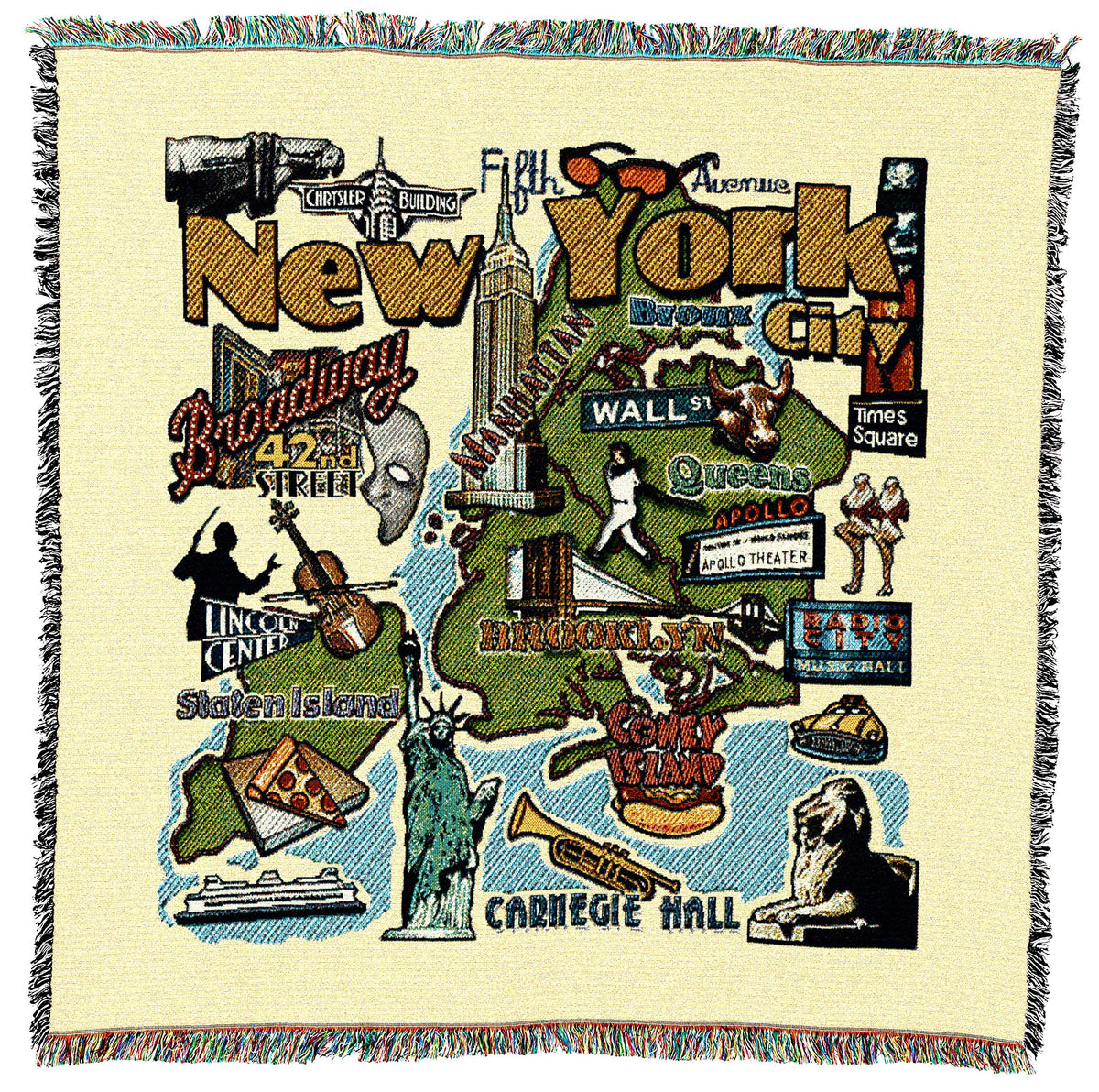 Pure Country Weavers State Of New York - New York City Lap Square Blanket - Gift Tapestry Blanket Throw Woven From Cotton - Made