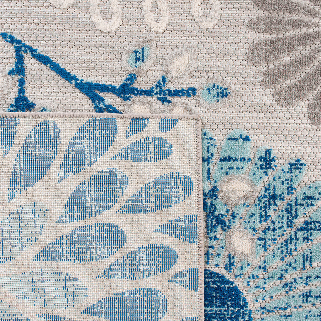 Safavieh Cabana Collection Area Rug - 5'3' X 7'6', Grey & Blue, Floral Design, Non-Shedding & Easy Care, Indoor/Outdoor & Washable-Ideal For Patio, Backyard, Mudroom (Cbn832F)
