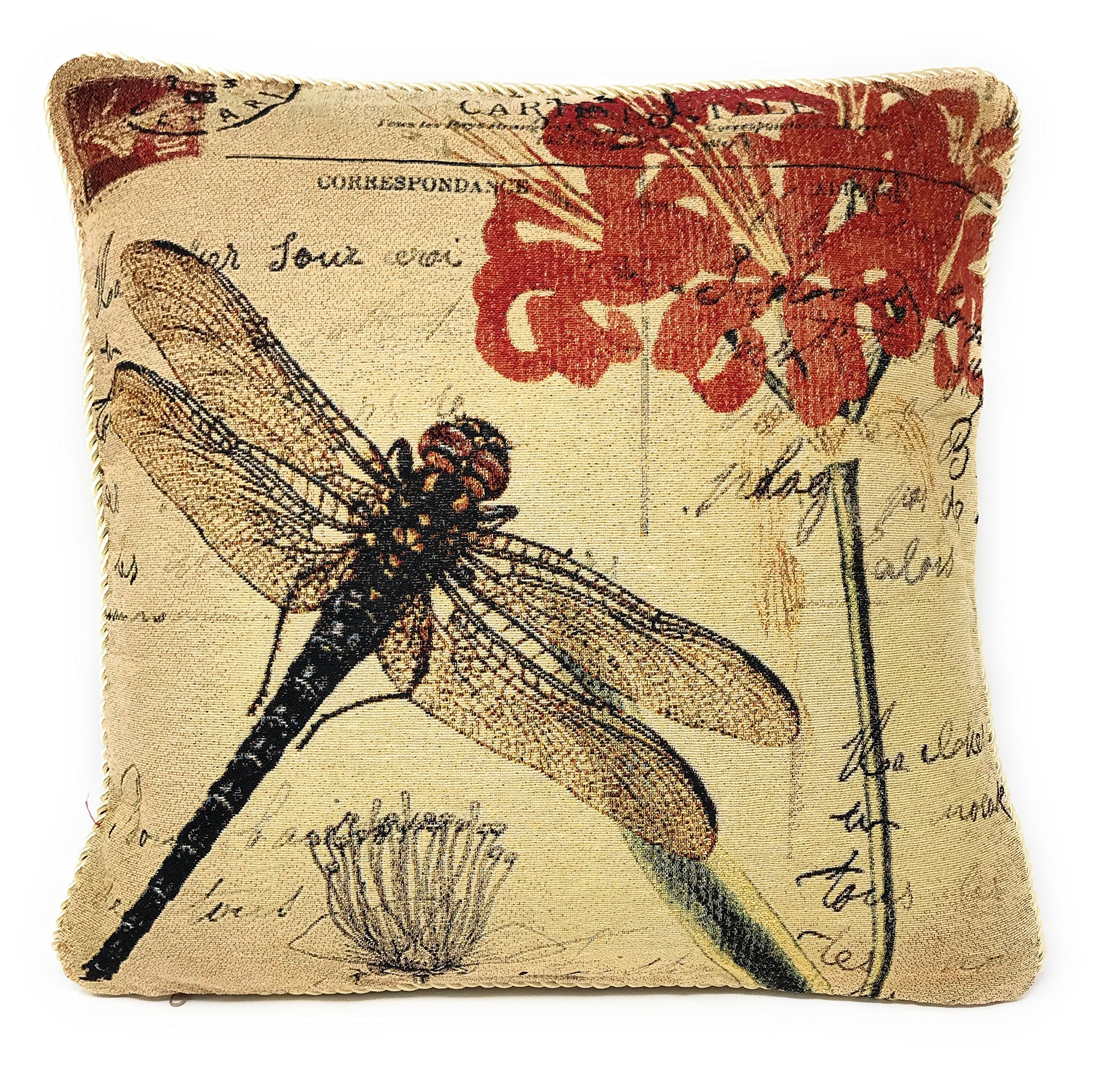 Dada Bedding Cc-15041 Dragonfly Dream Woven Cushion Cover Throw Pillow, 18-Inch