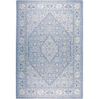 Nicole Miller New York Patio Country Dahlia Transitional Medallion Indoor/Outdoor Area Rug, Blue/Grey, 7'9'X10'2'