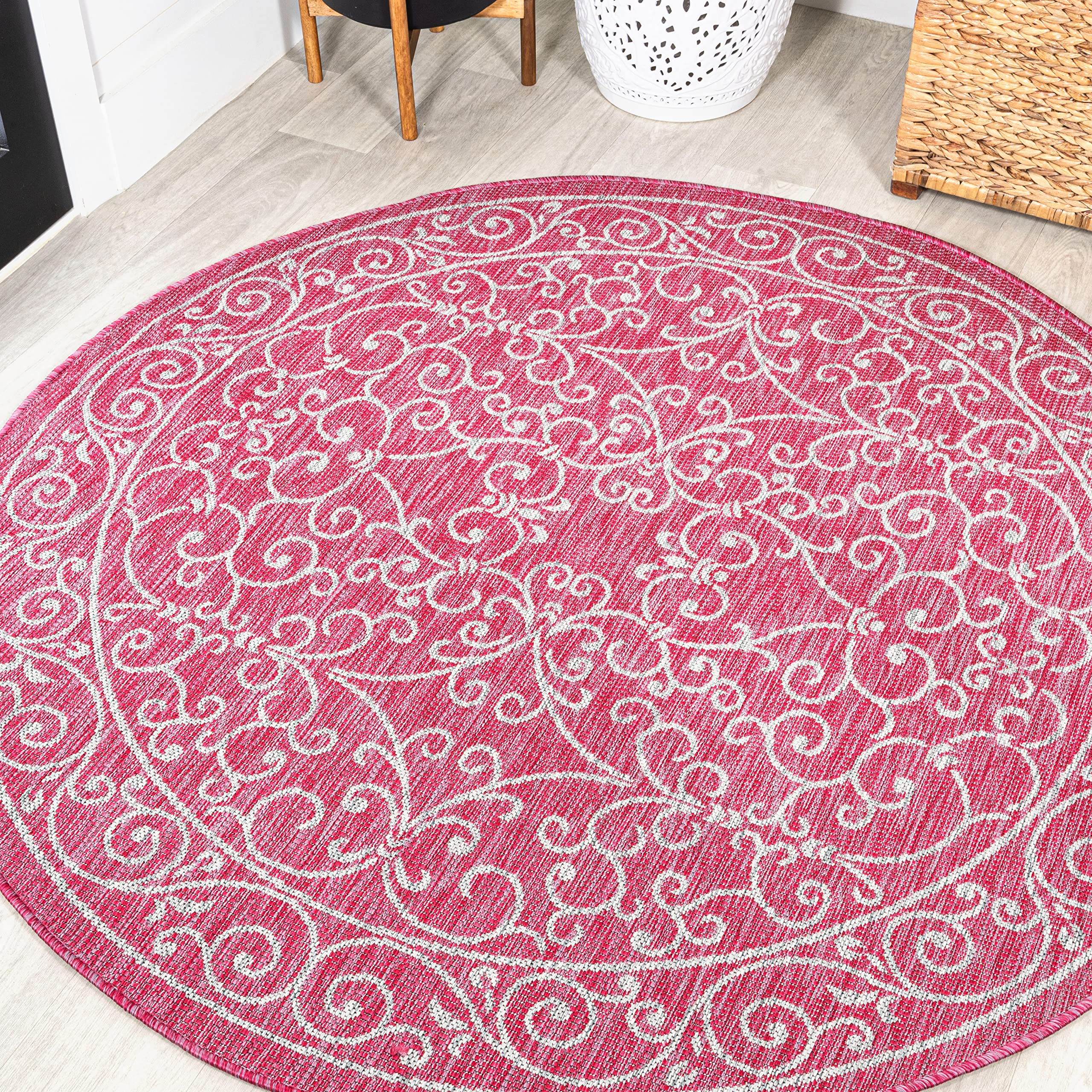 Jonathan Y Smb106J-5R Charleston Vintage Filigree Textured Weave Indoor Outdoor Area Rug, Coastal, Bohemian, Classic Easy Clean,