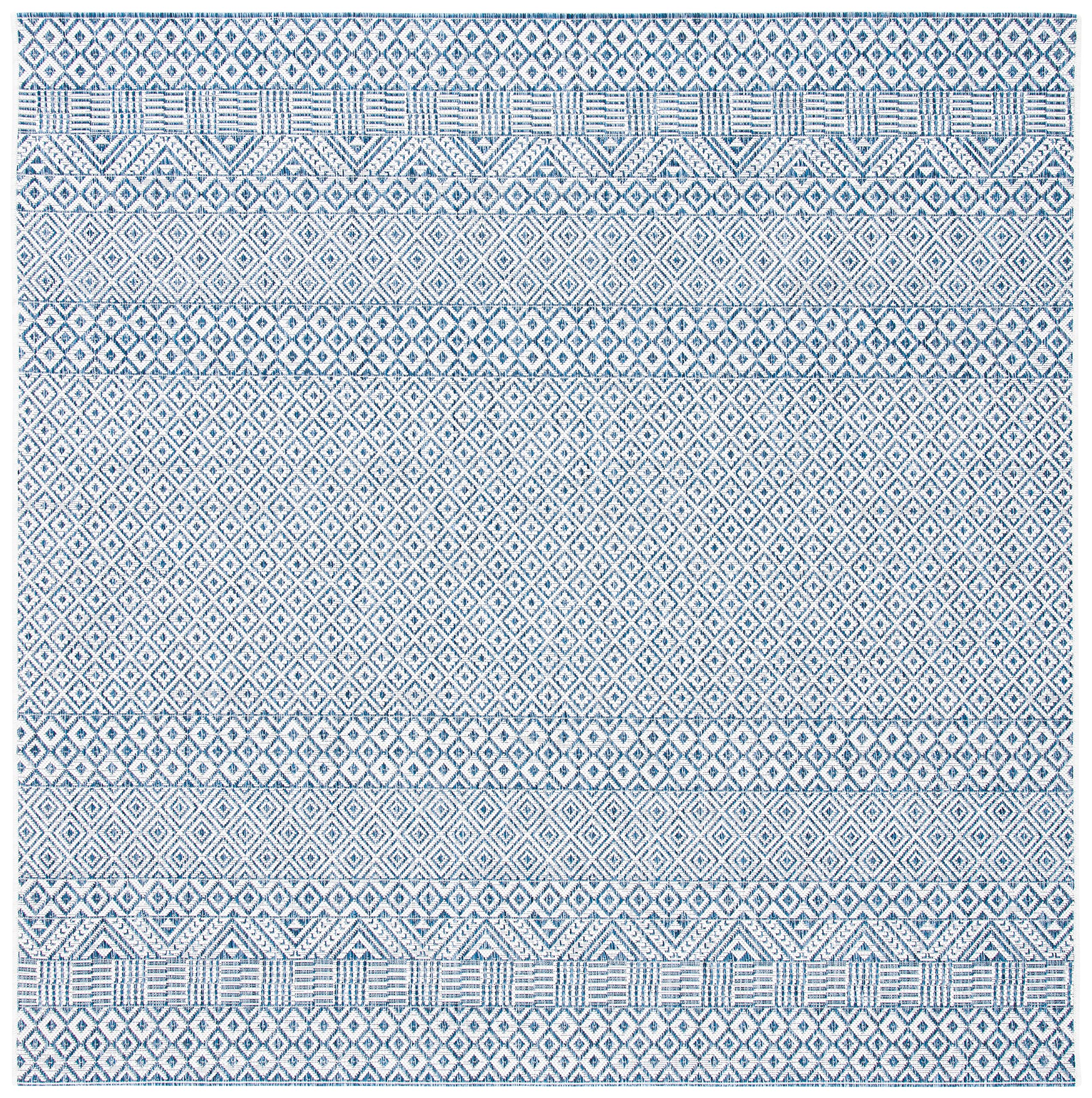 Safavieh Courtyard Collection 6'7'' Square Blue / Navy Cy8235 Indoor/ Outdoor Patio Backyard Mudroom Area Rug