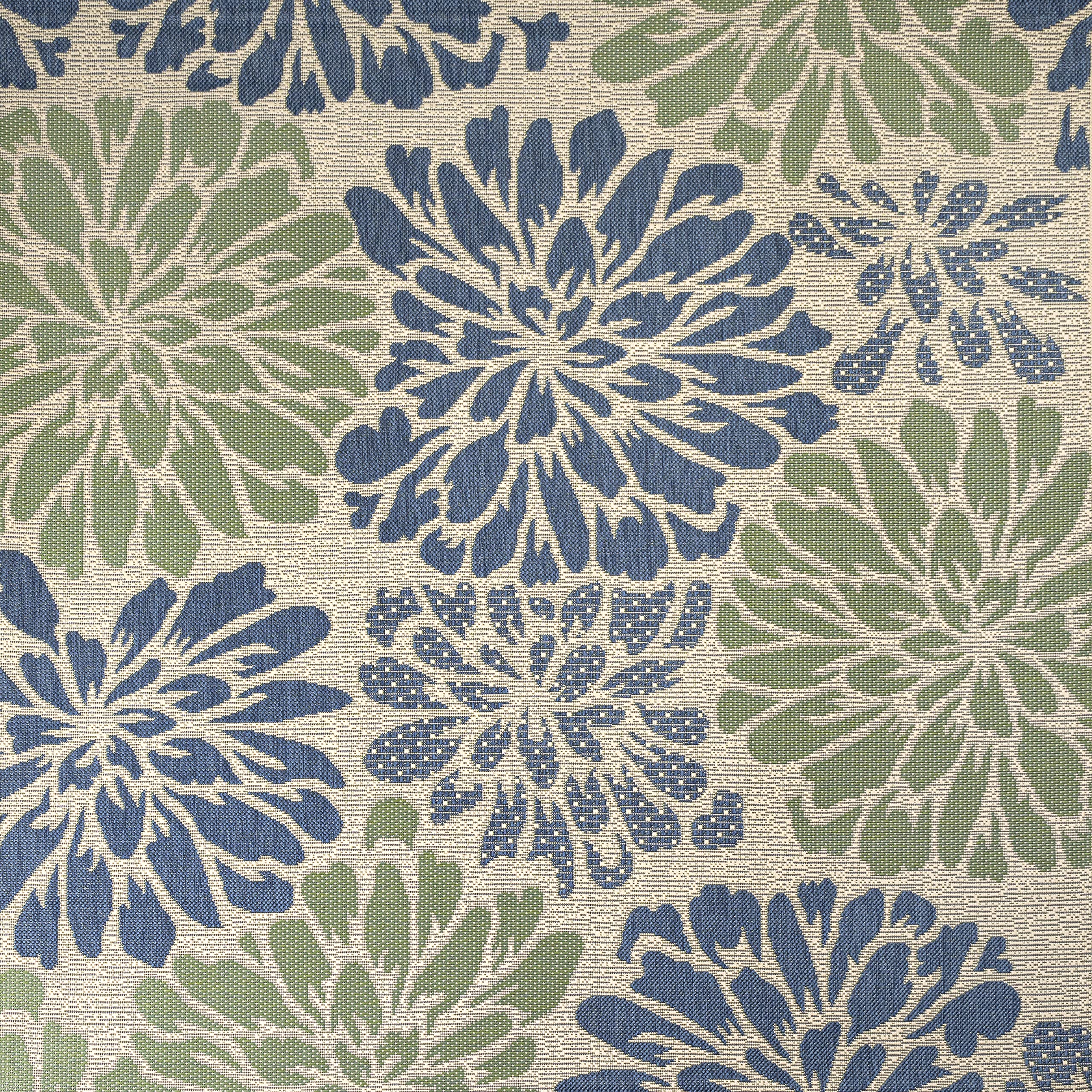Jonathan Y Smb110B-6Sq Zinnia Modern Floral Textured Weave Indoor Outdoor -Area Rug Bohemian Coastal Easy-Cleaning Bedroom Kitchen Backyard Patio Non Shedding, 6' Square, Navy/Green