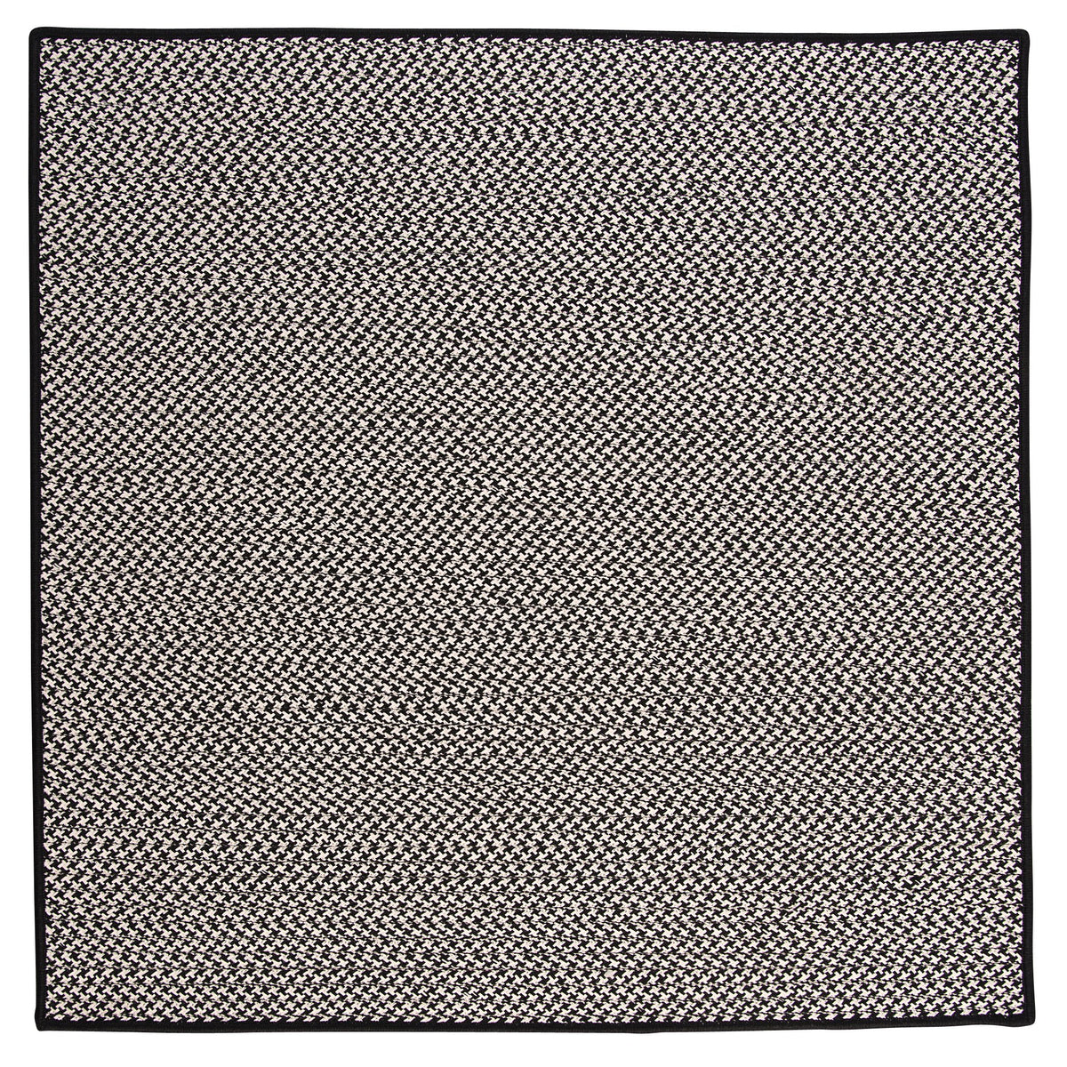 Outdoor Houndstooth Tweed Square Rug, 10-Feet, Black