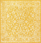 Jonathan Y Smb100E-5Sq Tela Bohemian Textured Weave Floral Indoor Outdoor -Area Rug, Coastal Traditional Transitional Easy-Cleaning,Bedroom,Kitchen,Backyard,Patio, Yellow/Cream, 5' Square