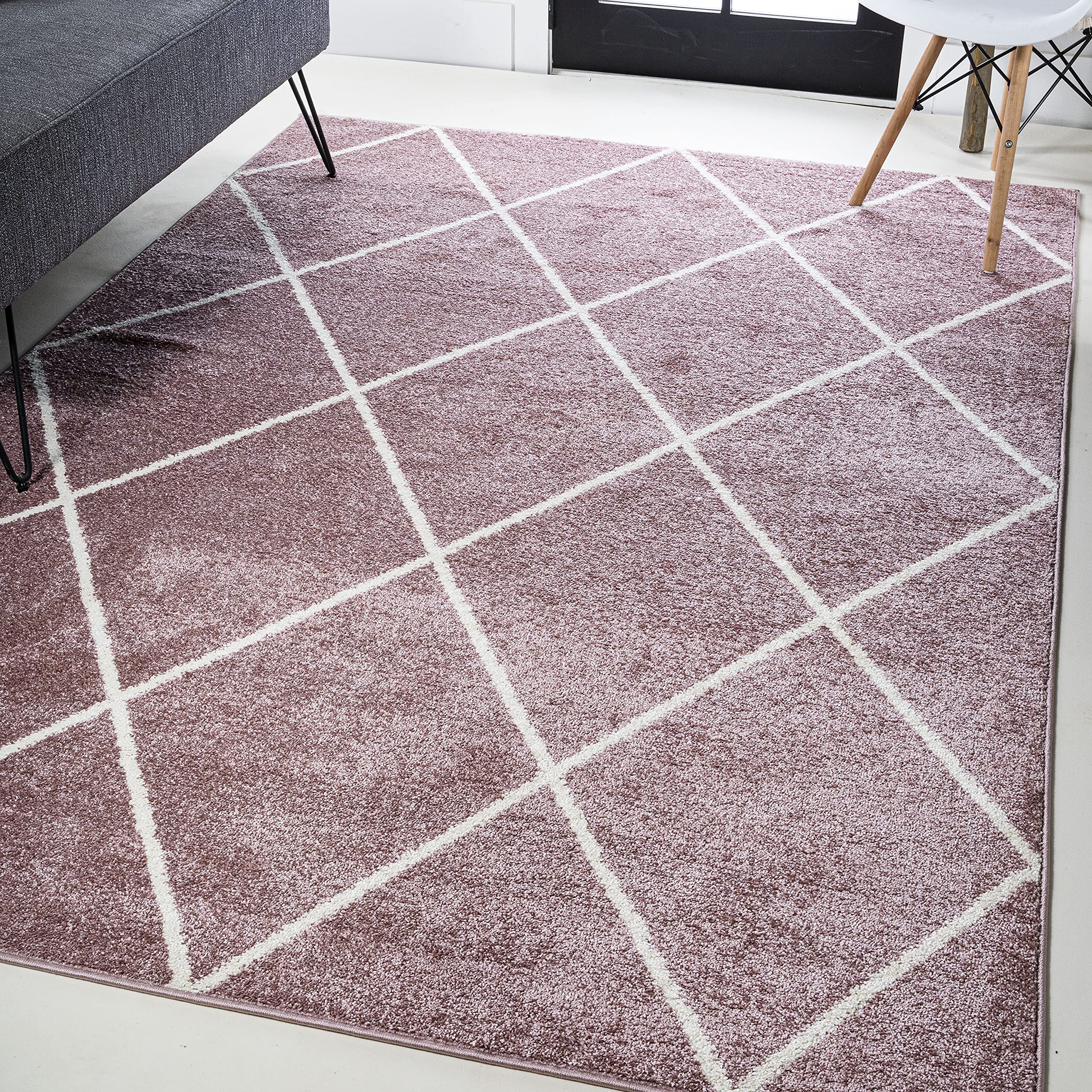 JONATHAN Y SEU102B-5 Cole Minimalist Diamond Trellis Indoor Area-Rug, Modern, Contemporary, Casual Easy-Cleaning,Bedroom,Kitchen