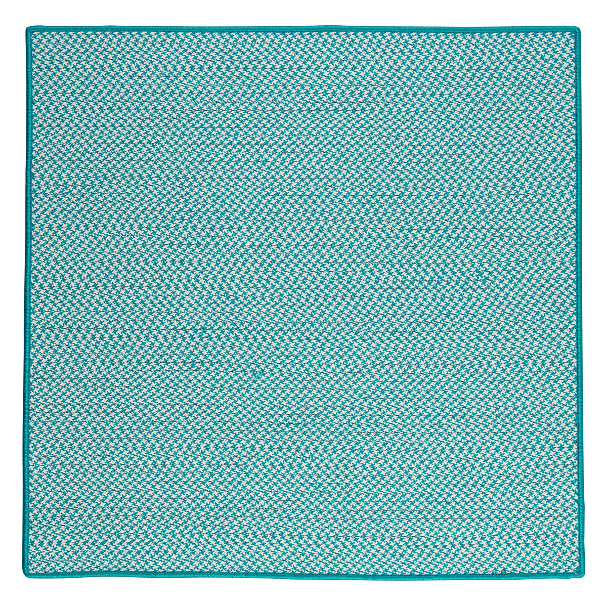 Outdoor Houndstooth Tweed Square Rug, 12-Feet, Turquoise