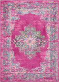 Nourison Passion Fuchsia 6'7'' x 9'6'' Area -Rug, Boho, Traditional, Easy -Cleaning, Non Shedding, Bed Room, Living Room, Hallwa