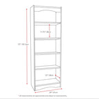Contemporary Black Bookcase with 5 Shelves and Curved Accents