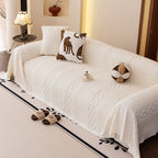 Plush Fleece Sofa Cover with 3D Cable Knit Texture Soft Cozy Warm Sofa Throw Blanket