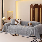 Plush Fleece Sofa Cover with 3D Cable Knit Texture Soft Cozy Warm Sofa Throw Blanket