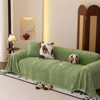 Plush Fleece Sofa Cover with 3D Cable Knit Texture Soft Cozy Warm Sofa Throw Blanket
