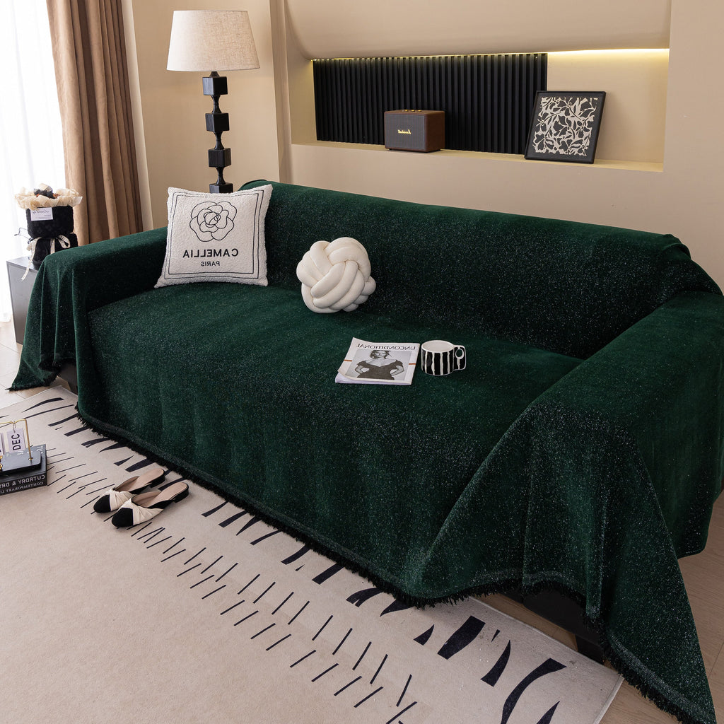 Solid Color Chenille Sofa Cover Blanket Furniture Covers for Sofas and Loveseats