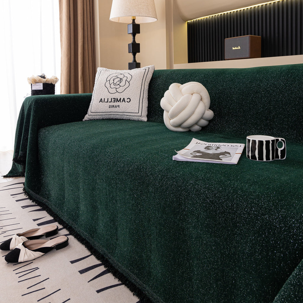 Solid Color Chenille Sofa Cover Blanket Furniture Covers for Sofas and Loveseats