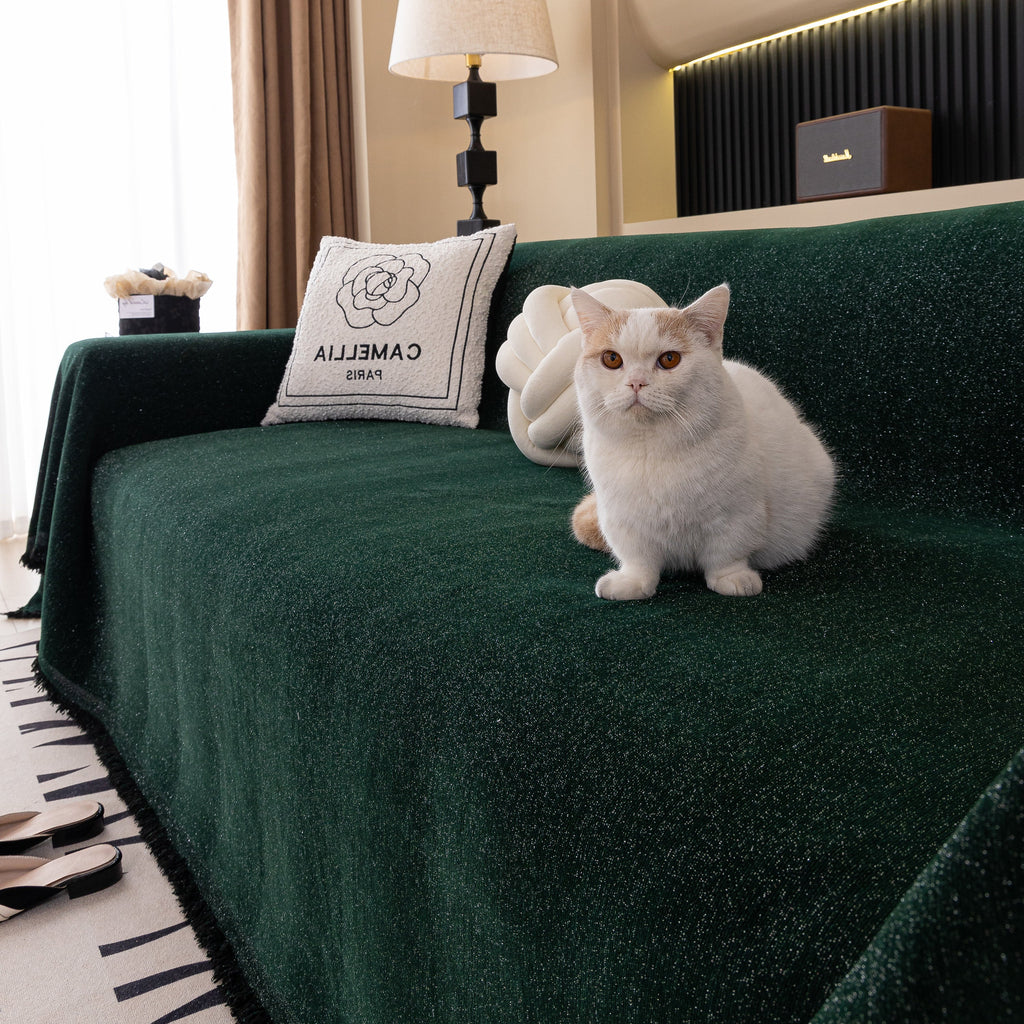 Solid Color Chenille Sofa Cover Blanket Furniture Covers for Sofas and Loveseats