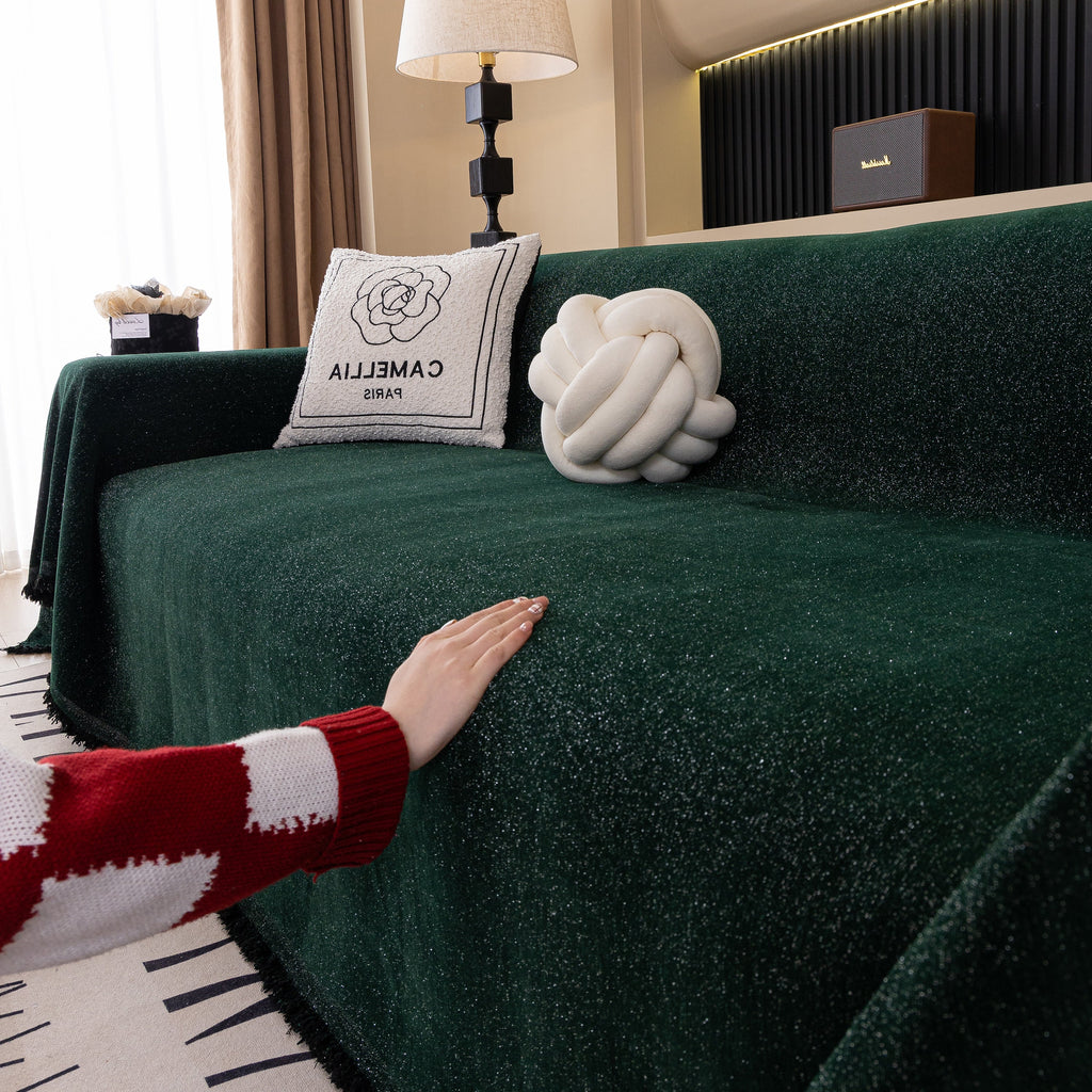 Solid Color Chenille Sofa Cover Blanket Furniture Covers for Sofas and Loveseats