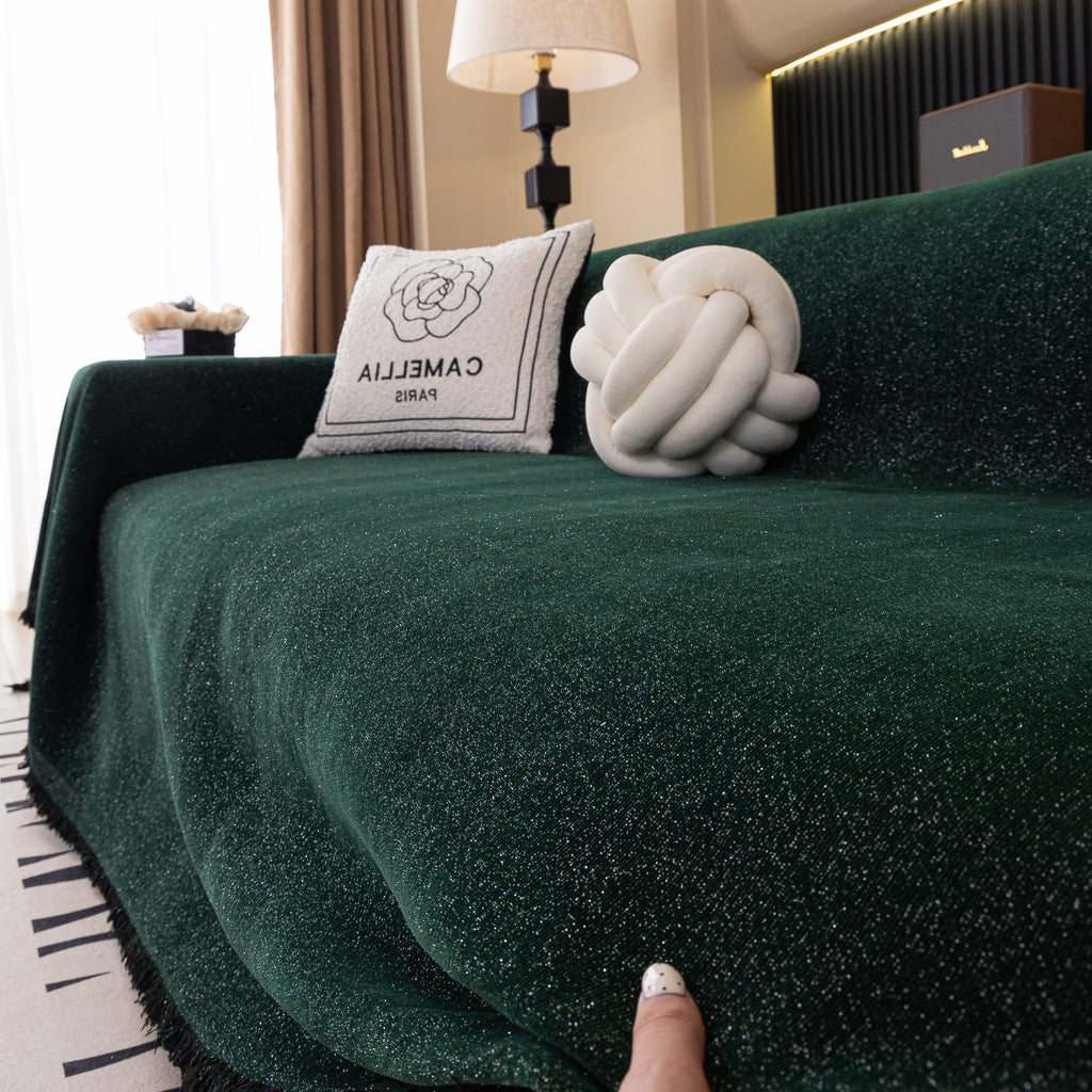 Solid Color Chenille Sofa Cover Blanket Furniture Covers for Sofas and Loveseats