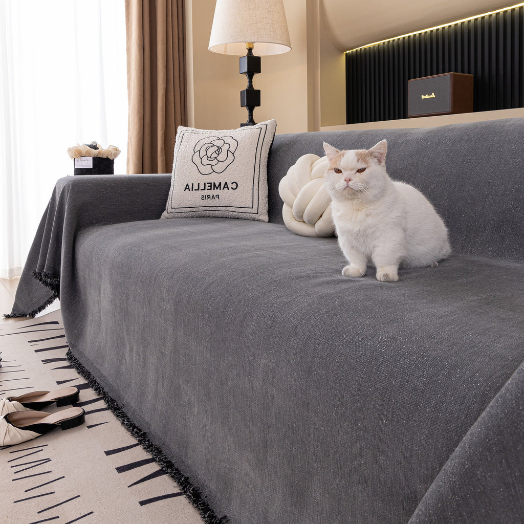 Solid Color Chenille Sofa Cover Blanket Furniture Covers for Sofas and Loveseats
