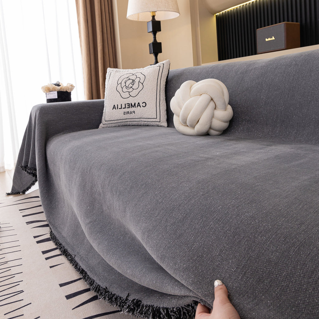 Solid Color Chenille Sofa Cover Blanket Furniture Covers for Sofas and Loveseats