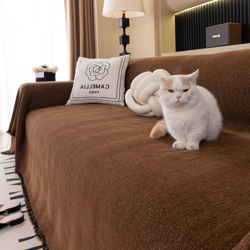 Solid Color Chenille Sofa Cover Blanket Furniture Covers for Sofas and Loveseats