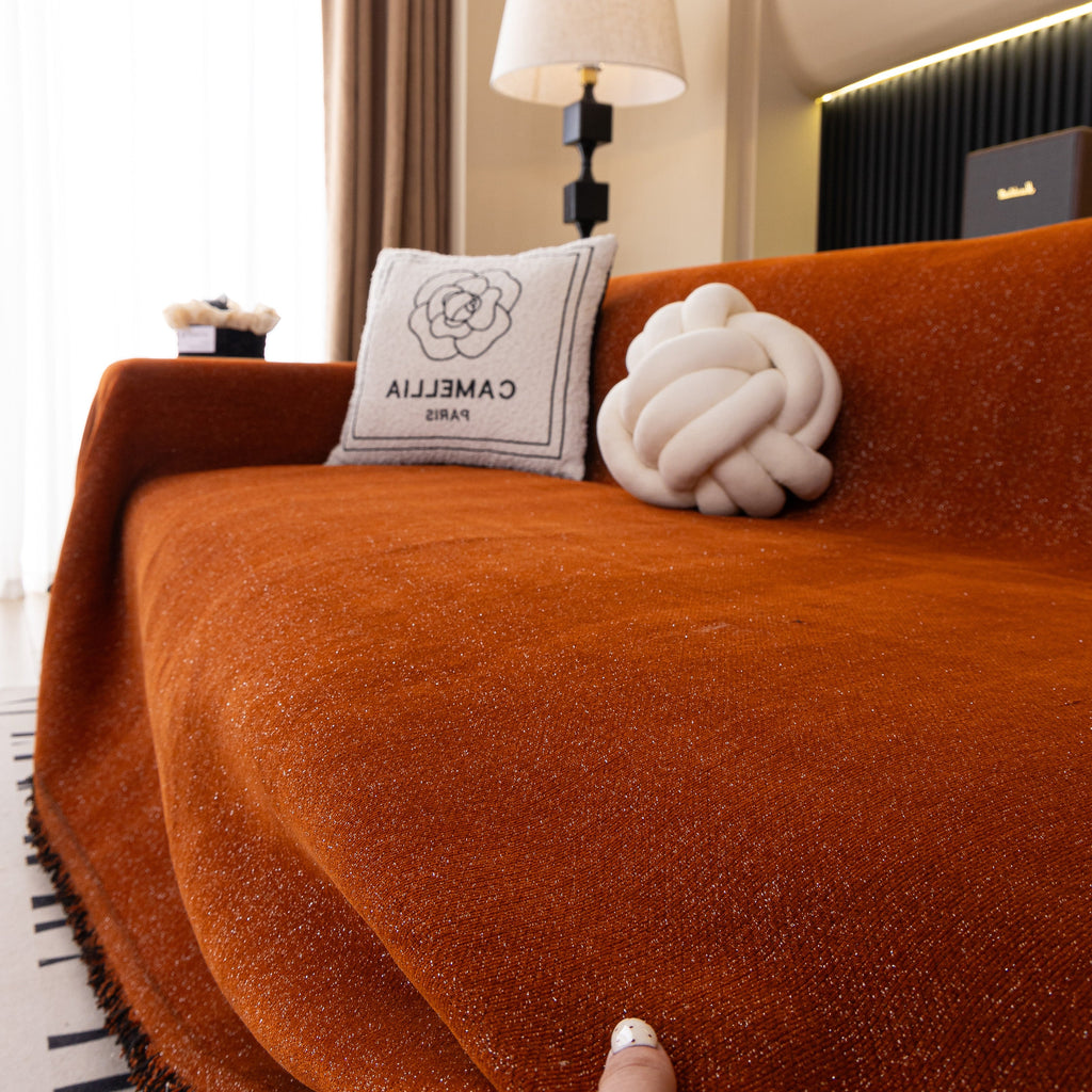 Solid Color Chenille Sofa Cover Blanket Furniture Covers for Sofas and Loveseats