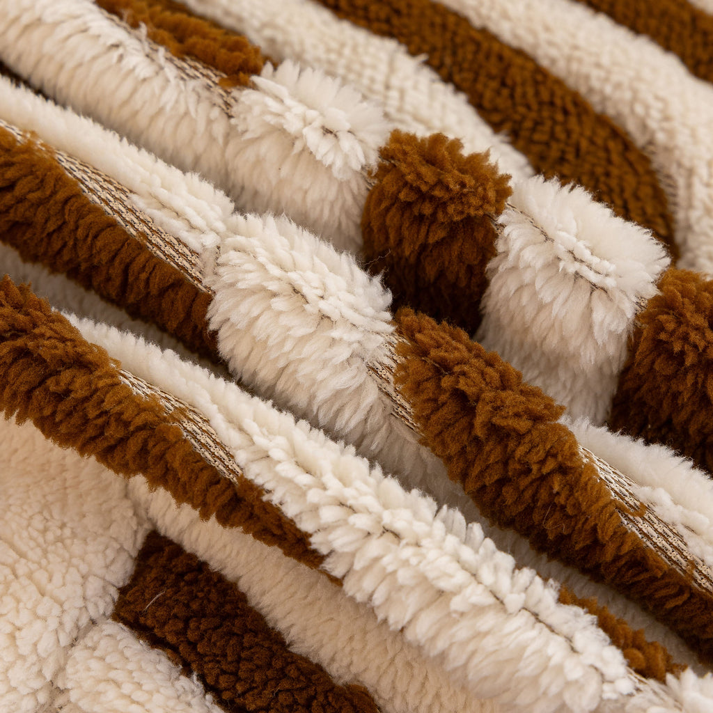 Plush Sherpa Sofa Throw Cover for Sectional, Jacquard Wave Throw Furniture Protector