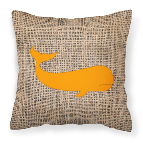 'Caroline'S Treasures Whale Burlap & Orange Canvas Fabric Decorative Pillow, 14'' X 14'', Multicolor'
