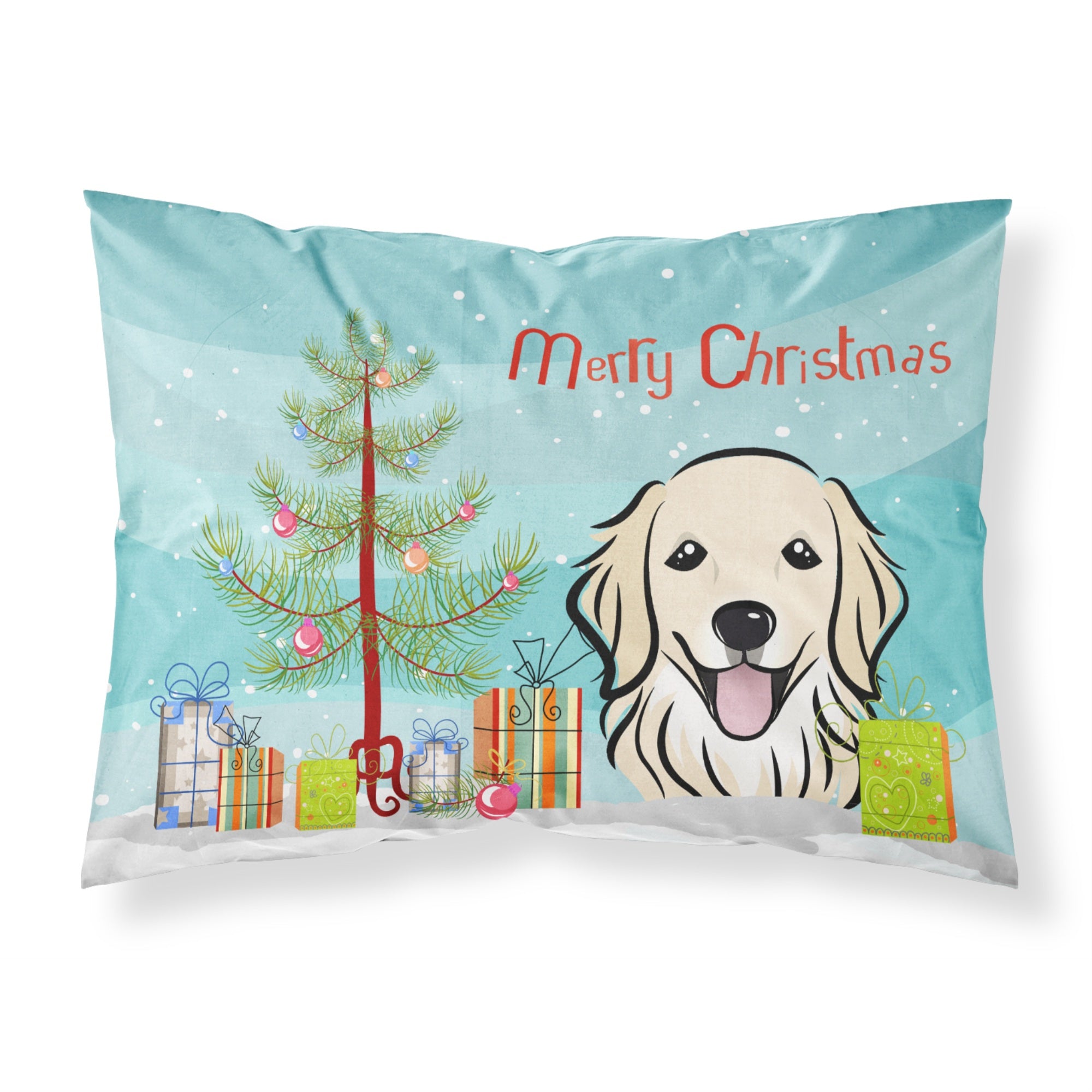 'Caroline'S Treasures Bb1577Pillowcase Christmas Tree And Golden Retriever Fabric Standard Pillowcase, Large, Multicolor'
