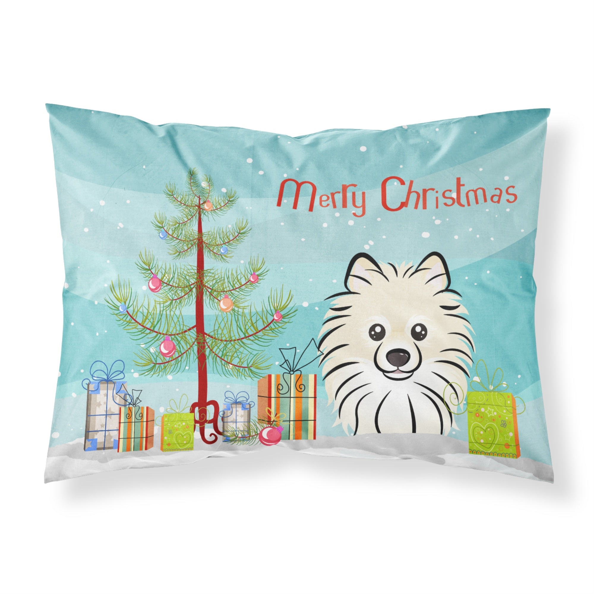 'Caroline'S Treasures Bb1579Pillowcase Christmas Tree And Pomeranian Fabric Standard Pillowcase, Large, Multicolor'