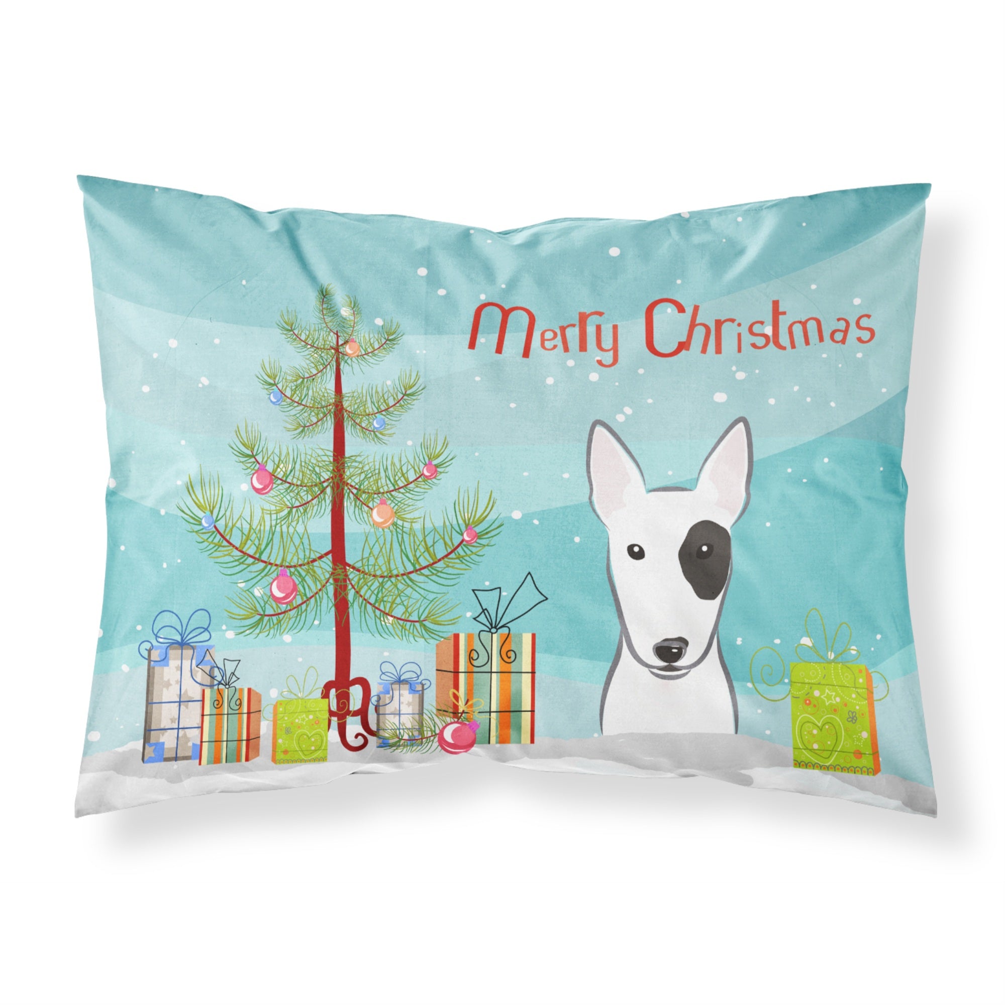 'Caroline'S Treasures Bb1581Pillowcase Christmas Tree And Bull Terrier Fabric Standard Pillowcase, Large, Multicolor'