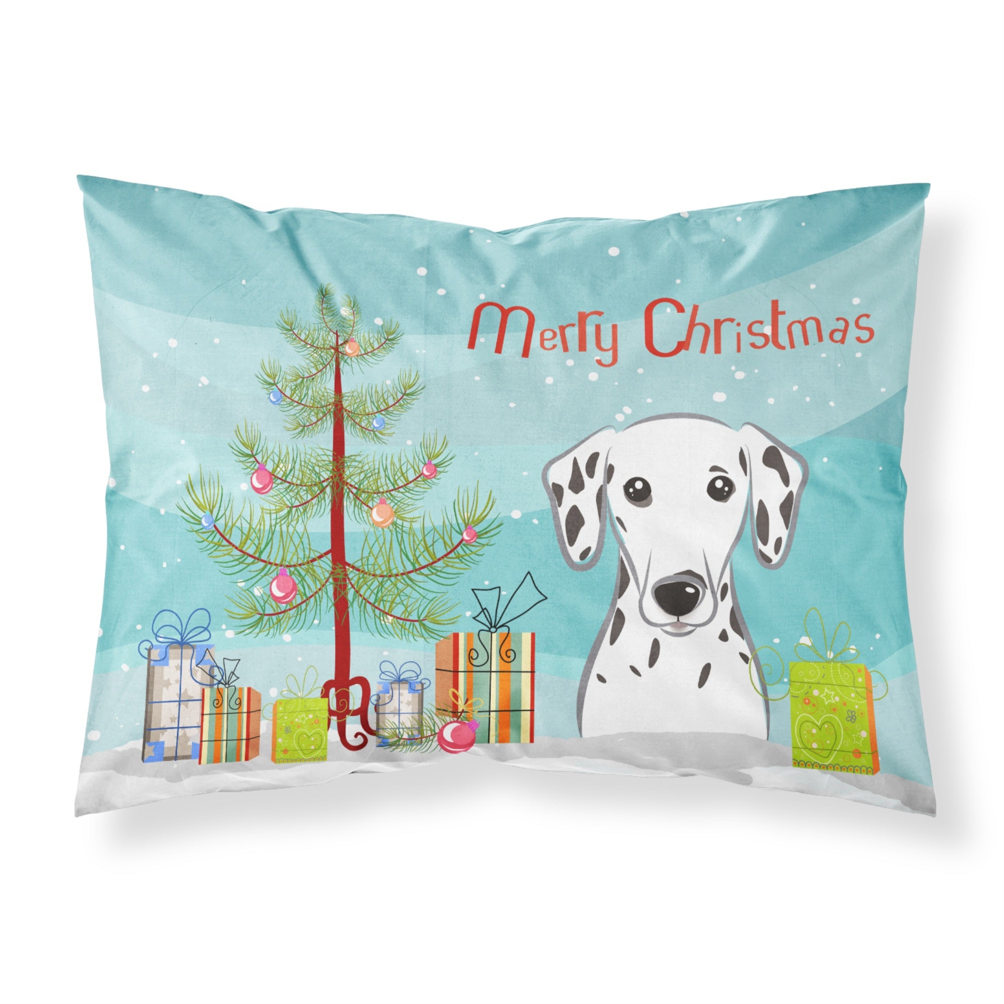 'Caroline'S Treasures Bb1582Pillowcase Christmas Tree And Dalmatian Fabric Standard Pillowcase, Large, Multicolor'