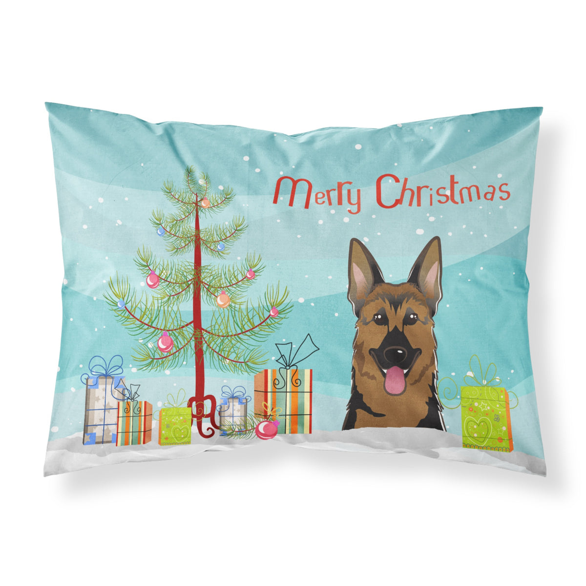 'Caroline'S Treasures Bb1583Pillowcase Christmas Tree And German Shepherd Fabric Standard Pillowcase, Large, Multicolor'