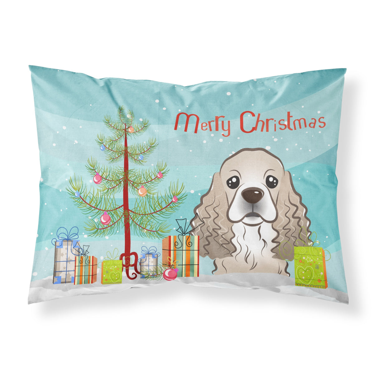 'Caroline'S Treasures Bb1588Pillowcase Christmas Tree And Cocker Spaniel Fabric Standard Pillowcase, Large, Multicolor'