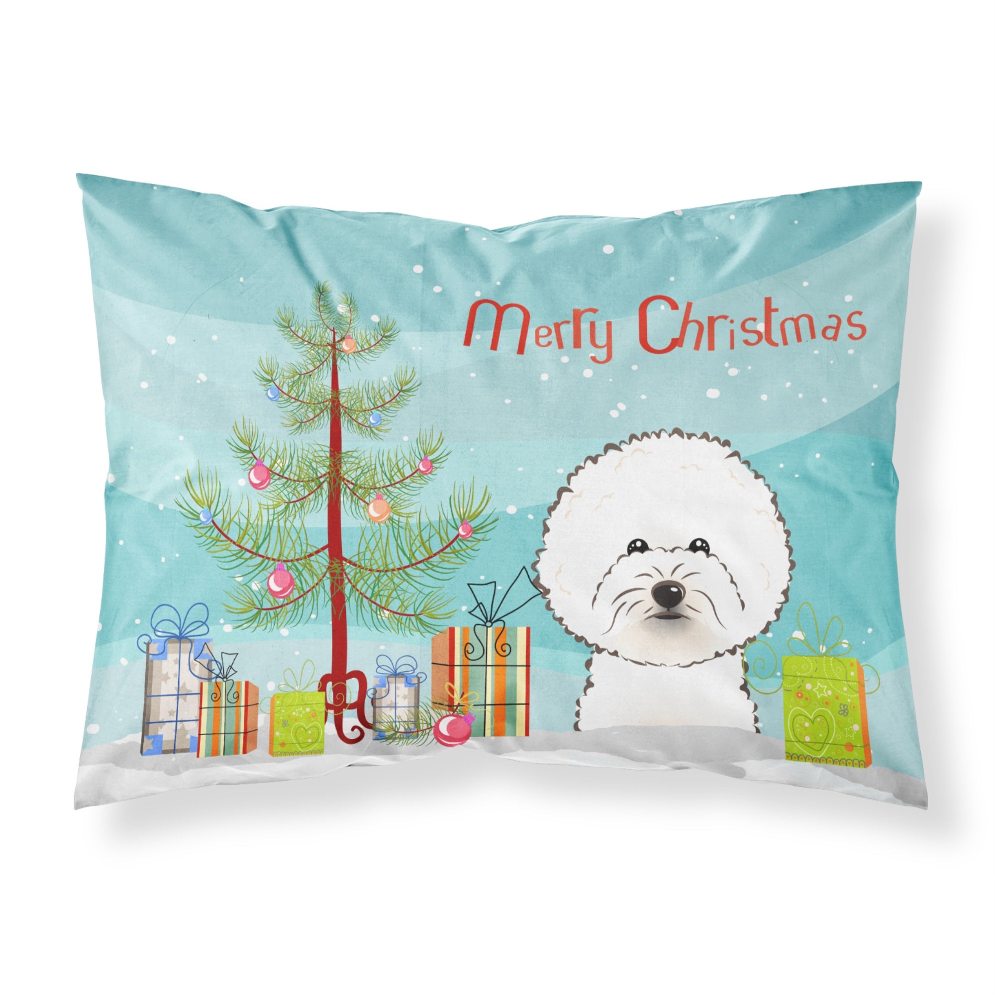 'Caroline'S Treasures Bb1589Pillowcase Christmas Tree And Bichon Frise Fabric Standard Pillowcase, Large, Multicolor'