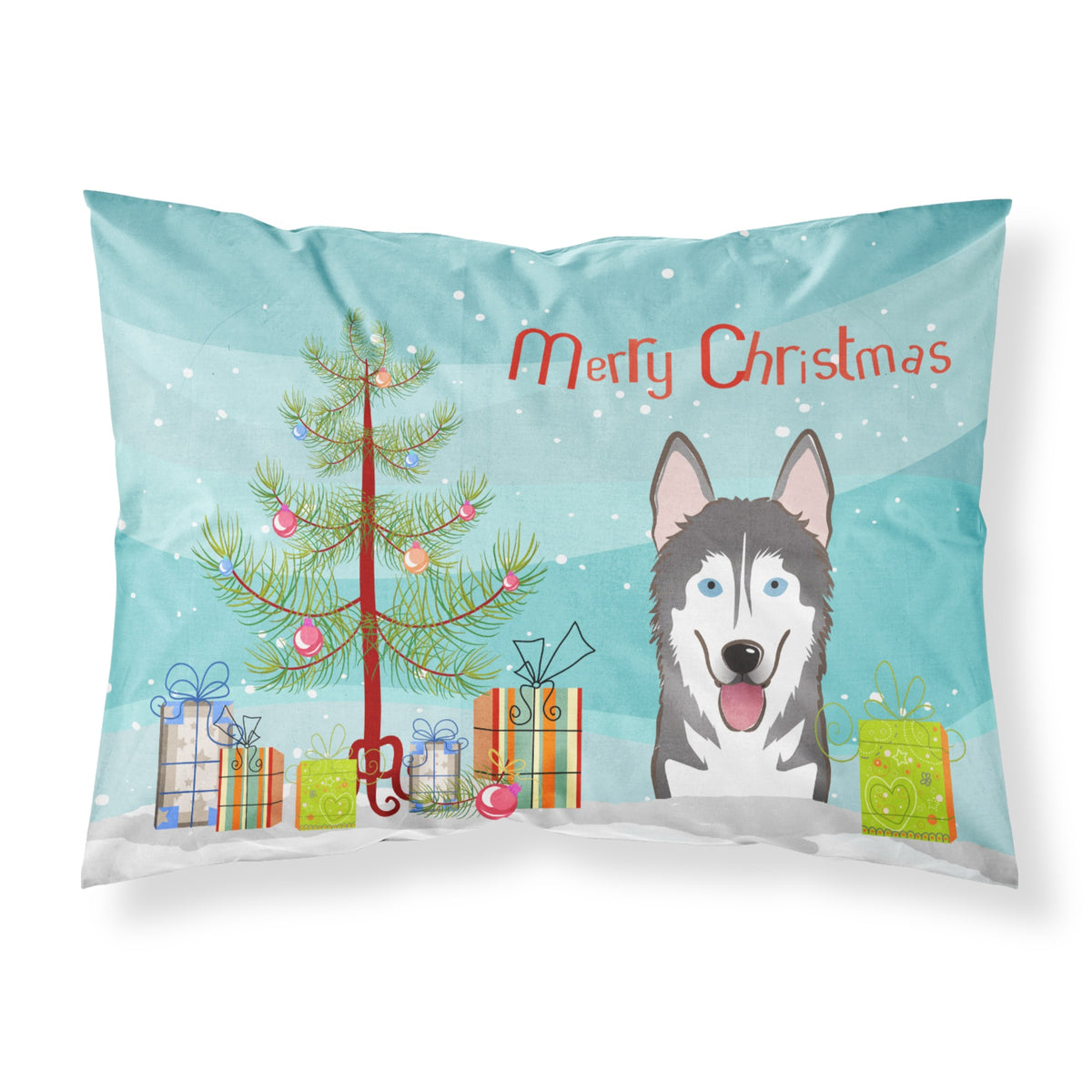 'Caroline'S Treasures Bb1590Pillowcase Christmas Tree And Alaskan Malamute Fabric Standard Pillowcase, Large, Multicolor'