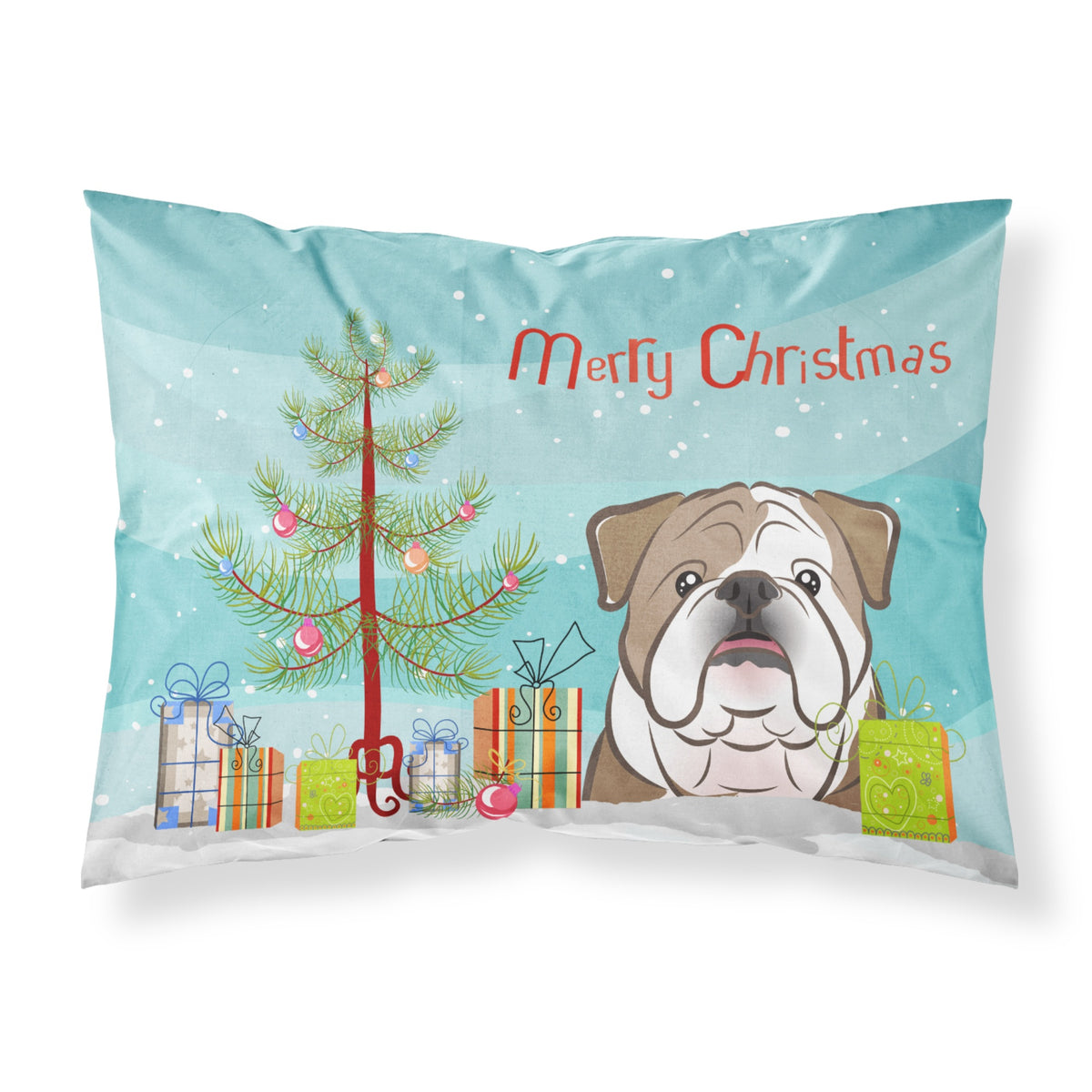 'Caroline'S Treasures Bb1591Pillowcase Christmas Tree And English Bulldog Fabric Standard Pillowcase, Large, Multicolor'