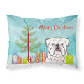'Caroline'S Treasures Bb1592Pillowcase Christmas Tree And White English Bulldog Fabric Standard Pillowcase, Large, Multicolor'