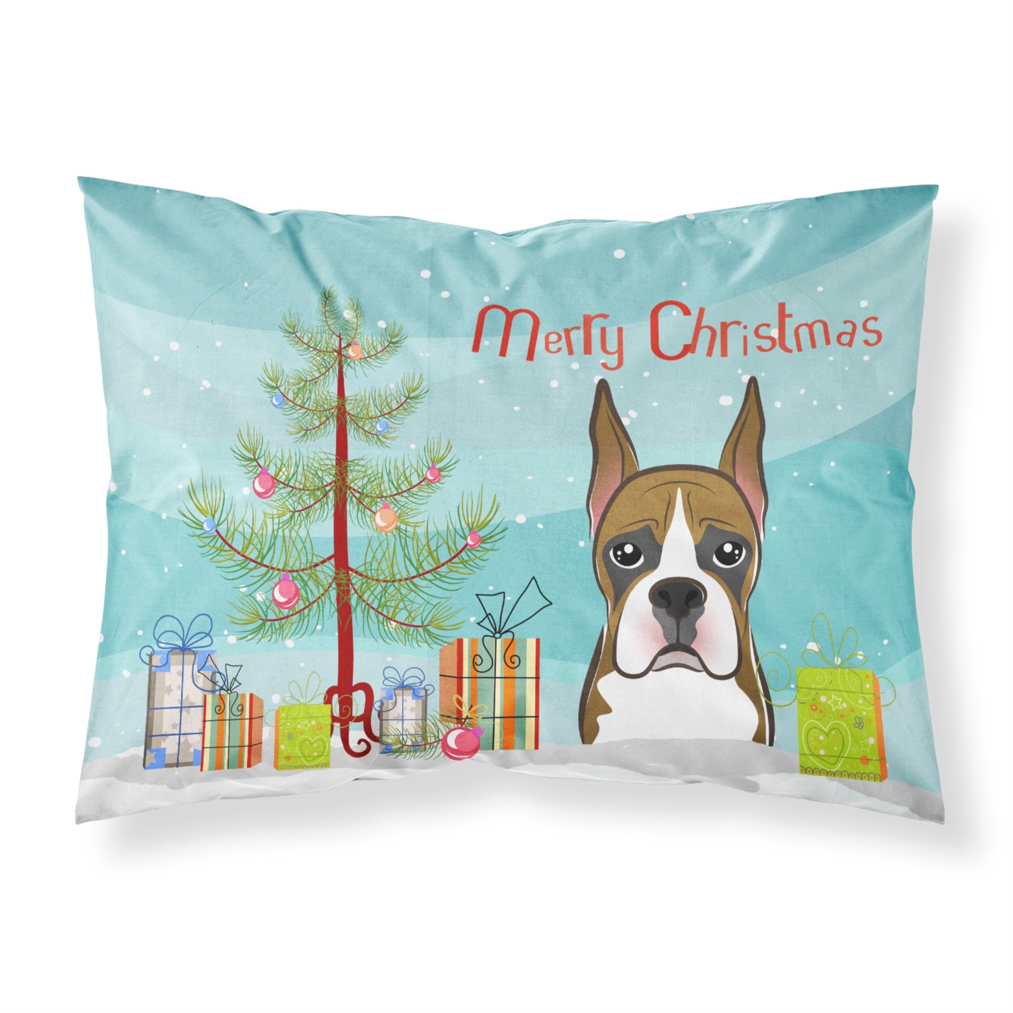 'Caroline'S Treasures Bb1595Pillowcase Christmas Tree And Boxer Fabric Standard Pillowcase, Large, Multicolor'